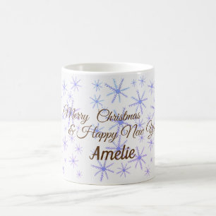 Café Caneca de Natal Personalizada Flocos de Neve