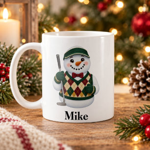 Café Caneca de Natal Personalizada para Golfista com Bo