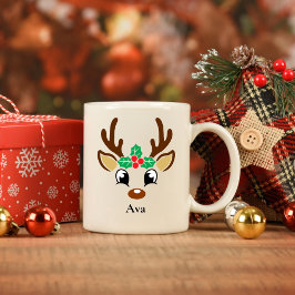 Café Caneca de Natal Personalizada para Reindeer