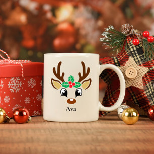 Café Caneca de Natal Personalizada para Reindeer