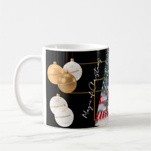 Café Caneca de Natal Personalizada Preto Dourado Foto