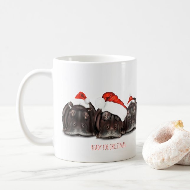 Café Caneca de Natal 'Pronta para o Natal' Sonolento Hi (Com Donut)