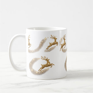Café Caneca de Natal Rena Dourada