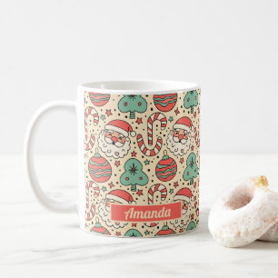 Café Caneca de Natal Retro Alegre e Groovy com Nome Per
