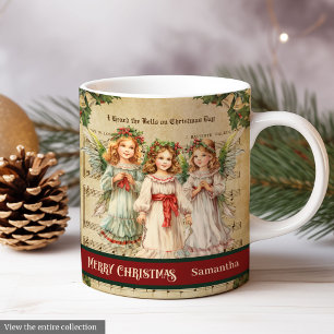 Café Caneca de Natal Retro Anjo Presente para Ela Lembr
