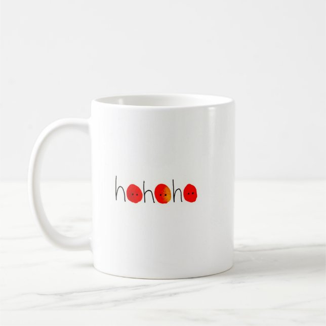 Café Caneca de Natal Vermelha Ho Ho Ho Pintada à Mão Di (Esquerda)