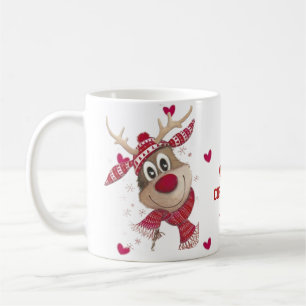 Café Caneca de Natal Vermelho e Corações