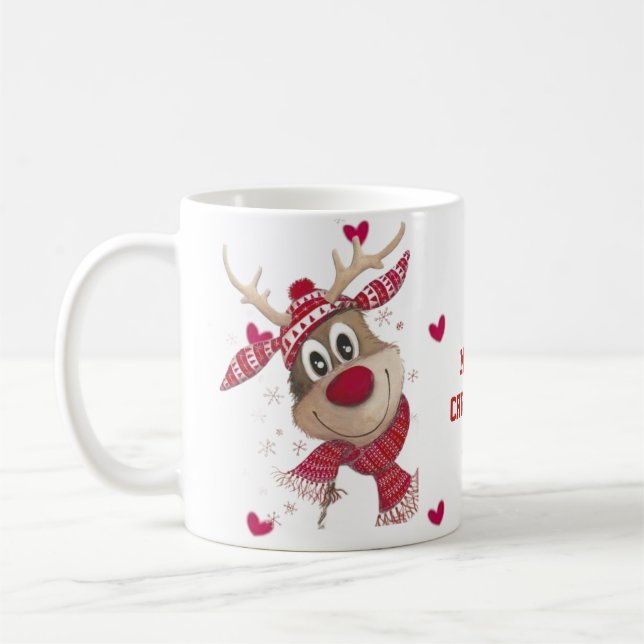 Café Caneca de Natal Vermelho e Corações (Esquerda)