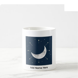 Café Caneca de Nome Personalizado Aquarela Celestial -