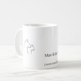 Café Caneca de Nome Personalizado com Arte de Linha Con