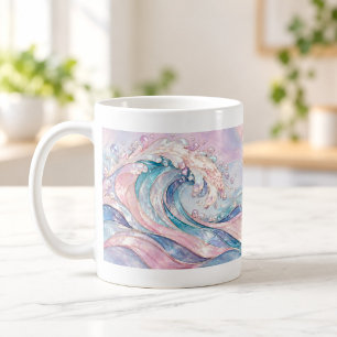 Café Caneca de Onda Abstrata Pastel Pérola Tide