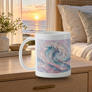 Café Caneca de Onda Abstrata Pastel Pérola Tide