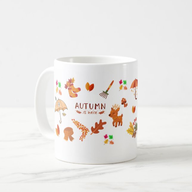 Café Caneca de Outono Aconchegante (Frente Esquerda)
