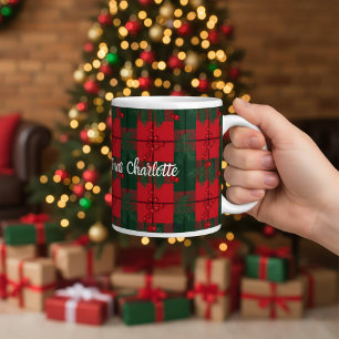Café Caneca de padrão de folhagem de Natal xadrez Tarta