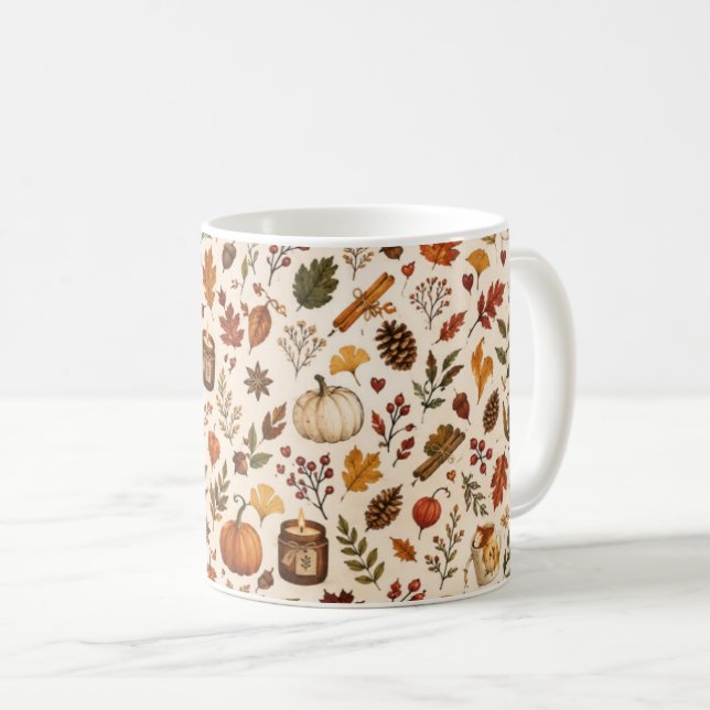 Café caneca de padrão de outono (Frente Esquerda)