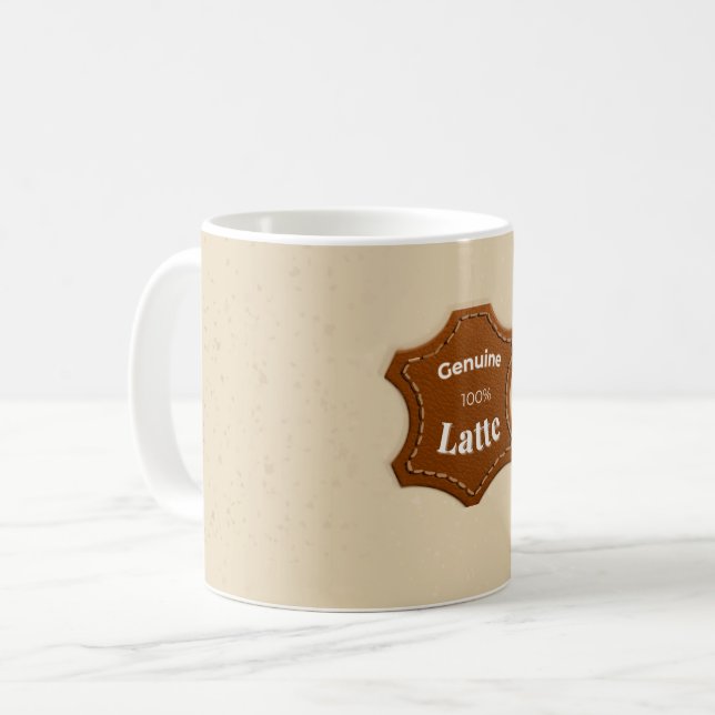 Café Caneca de Padrão Neutro de Latte 100% Genuína (Frente Esquerda)