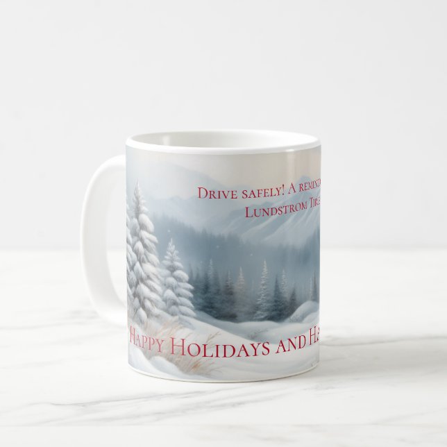 Café Caneca de Paisagem de Inverno Nevado (Frente Esquerda)