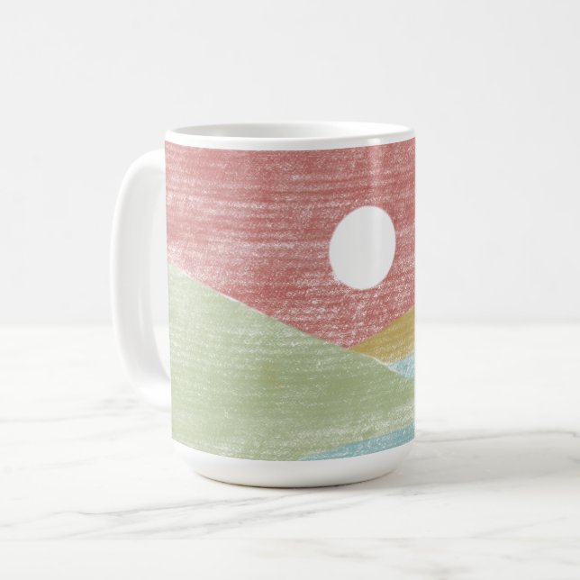 Café Caneca de Paisagem Desenhada à Mão (Frente Esquerda)