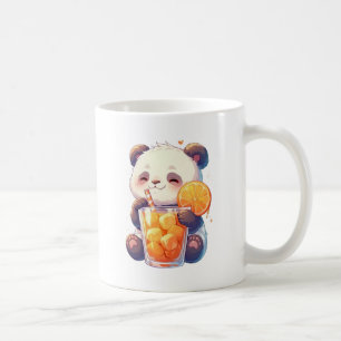 Café Caneca de Panda Fofo Bebendo Suco de Laranja Pan