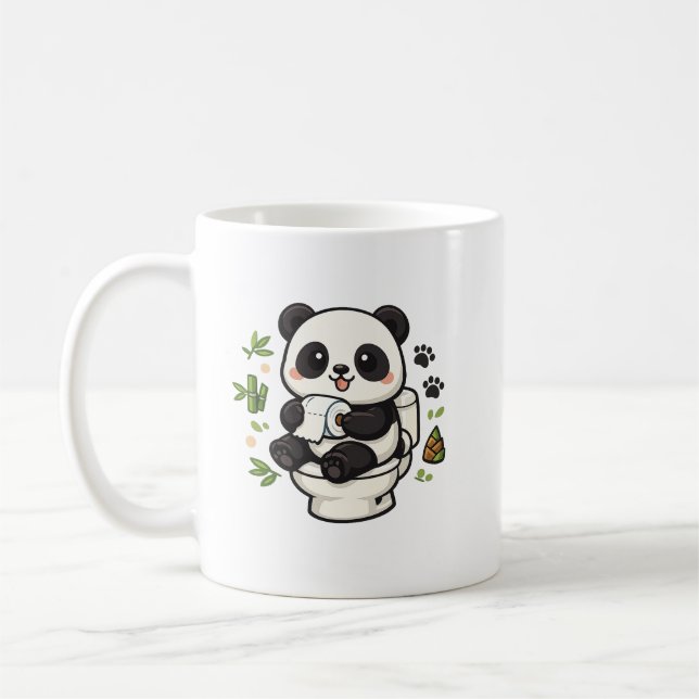 Café Caneca de Panda Fofo no Banheiro Presente Divertid (Esquerda)