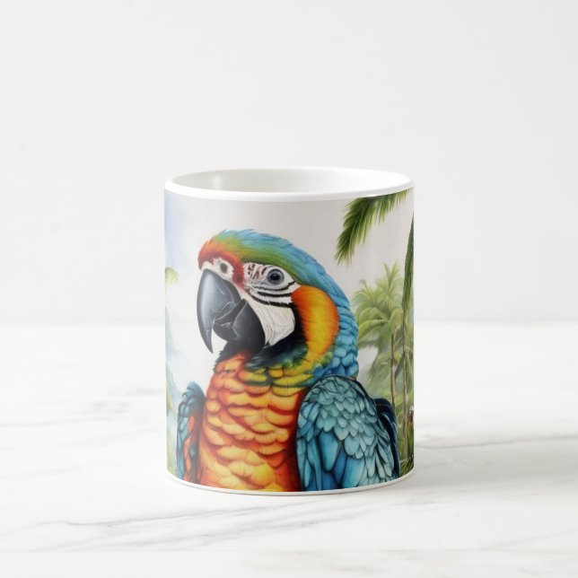 Café Caneca de Parrot Macaw com Monograma Personalizado (Centro)