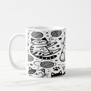 Café Caneca de páscoa com Gato Gótico e Ovos Coloridos