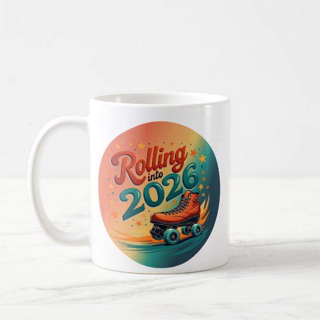 Café Caneca de Patinação Retro para 2026 (Esquerda)