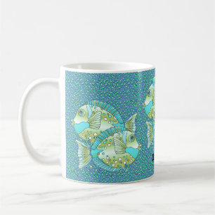 Café Caneca de peixe azul