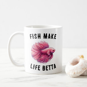 Café Caneca de Peixe Betta Rosa - Peixes Tornam a Vida