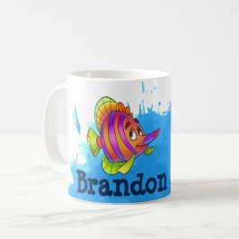 Café Caneca de Peixe Cor-de-Rosa e Laranja