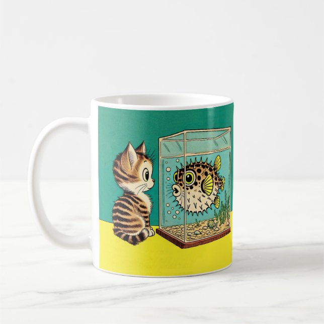 Café Caneca de peixe Gato e Puffer (Esquerda)