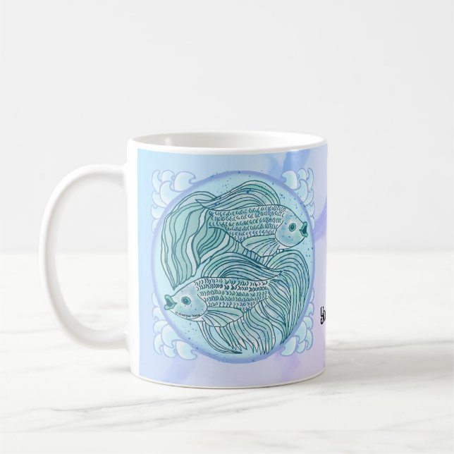 Café Caneca de peixe Koi Azul  (Esquerda)