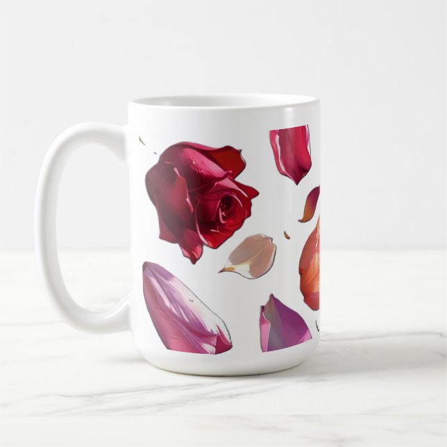 Café Caneca de Pétalas Florais Espalhadas Elegantes | C (Esquerda)