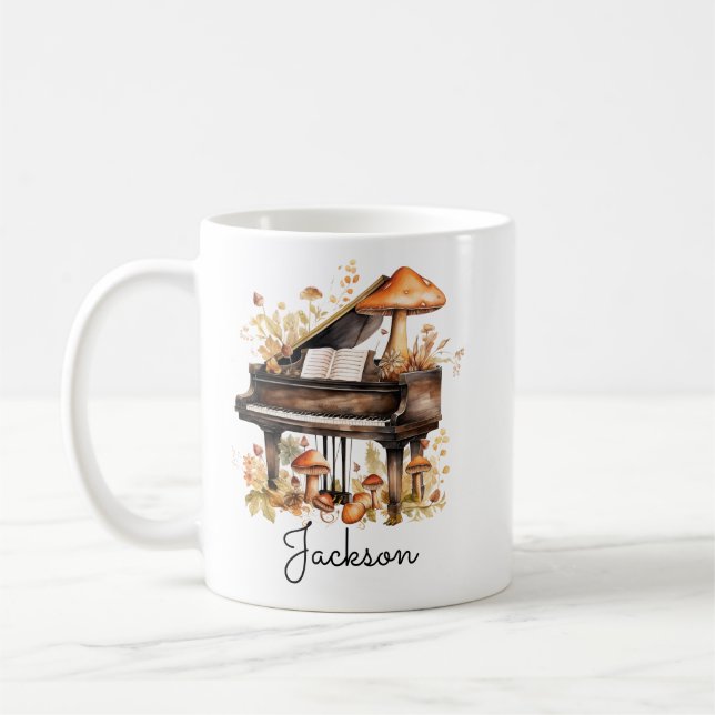 Café Caneca de Piano de Cauda Personalizada – Nome Pers (Esquerda)