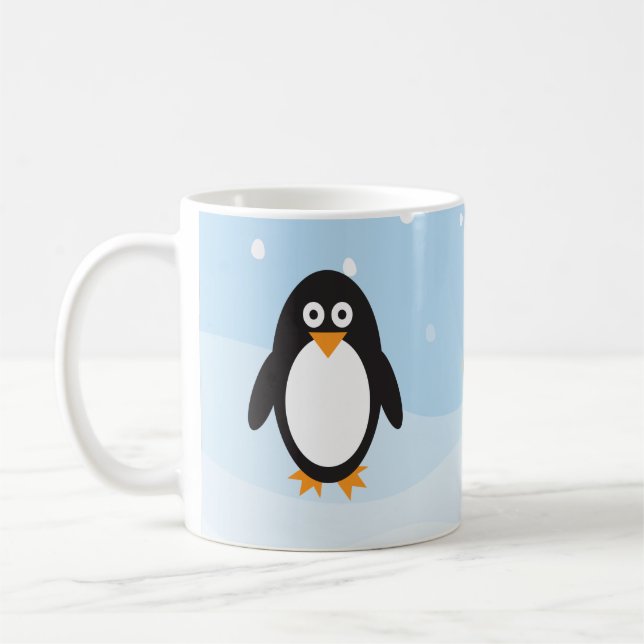 Café Caneca de pinguim personalizada com fundo de neve (Esquerda)