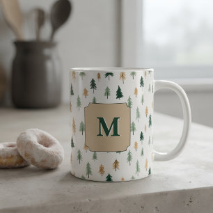 Café Caneca de pinho com inicial personalizada Monogr