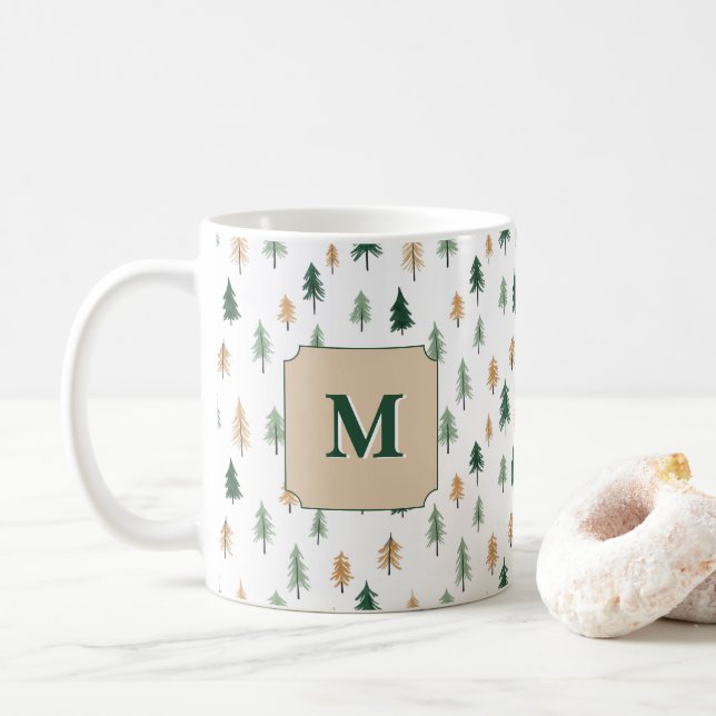 Café Caneca de pinho com inicial personalizada | Monogr (Com Donut)