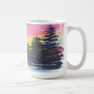 Café Caneca de pintura majestade da montanha de inverno