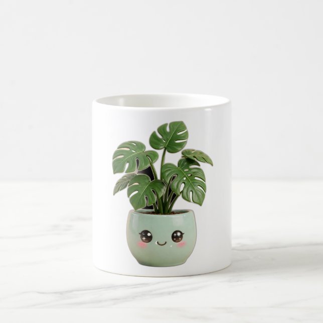 Café Caneca de Planta Interna Monstera Kawaii (Centro)