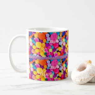 Café Caneca de Pom Poms Coloridos