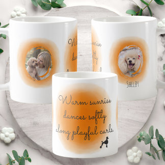 Café Caneca de Poodle Personalizada em Aquarela Laranja