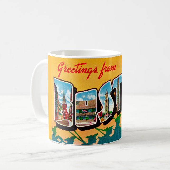 Café Caneca de postal antiga de Boston (Frente Esquerda)