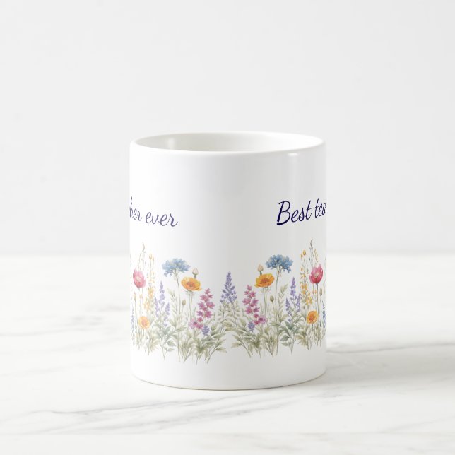 Café Caneca de Prado de Flores Silvestres Minimalista,  (Centro)