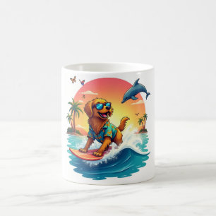 Café Caneca de Praia Surf Pup 🏄♂️ Golden Retriever