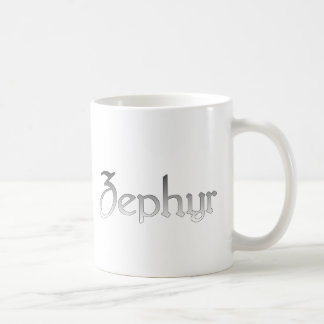 Café Caneca de prata do texto do Zephyr