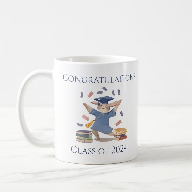 Café Caneca de Presente de Formatura de Coelho Fofa (Esquerda)