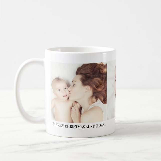 Café Caneca de Presente de Natal com Três Fotos para Ti (Esquerda)