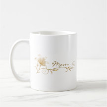 Caneca de Presente Lírio Dourado Champanhe Mamãe