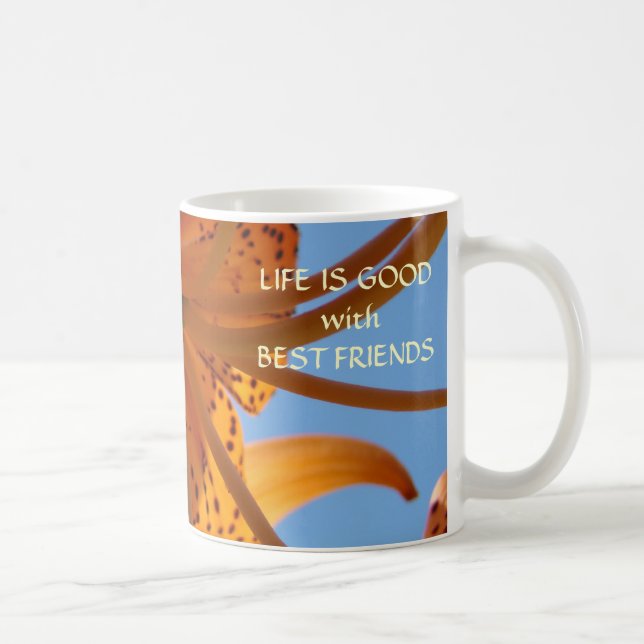 Café Caneca de Presente Melhor Amigo Laranja Flor Lírio (Direita)