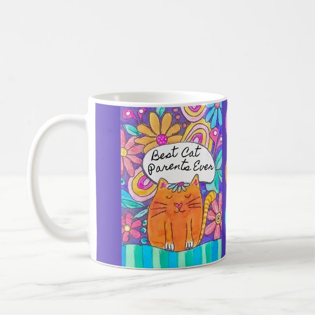 Café Caneca de Presente Melhores Pais de Gato de Todos  (Esquerda)